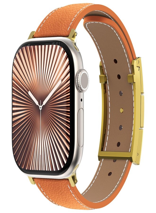 CHANCHY Leather Magnetic Watch Band Compatible with Apple Watch Bands 40mm 38mm 41mm 42mm 44mm 45mm 46mm, Top Grain Leather Dressy Band for Women Men iWatch Ultra SE3 Series 11/10/9/8/7/6/5/4/3/2/1 - Image 2
